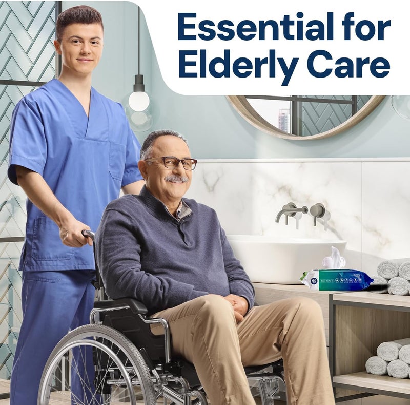 OPTEEL Adult Wipes For Elderly - 8"x13" Extra Large & Soft Wet Wipes for Adults Bathing - Incontinence Disposable Washcloths, Vitamin E & Aloe Infused for Men & Women 240ct (4 Packs of 60) - Image 2
